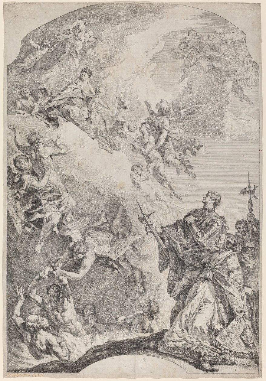 San Gregorio I liberando almas del purgatorio de Francesco Fontebasso after Sebastiano Ricci