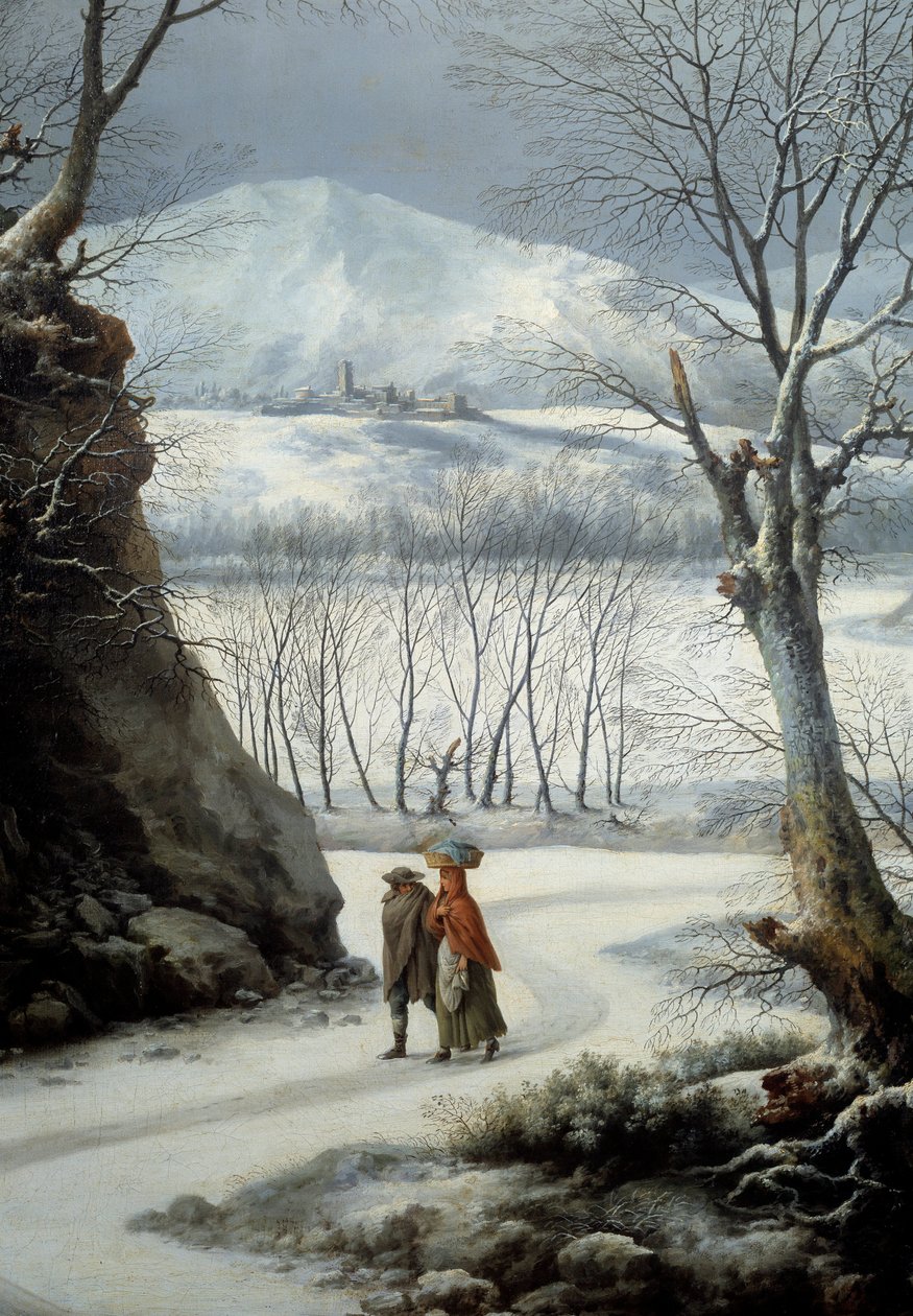 Pareja en el camino en medio del invierno de Francesco Foschi