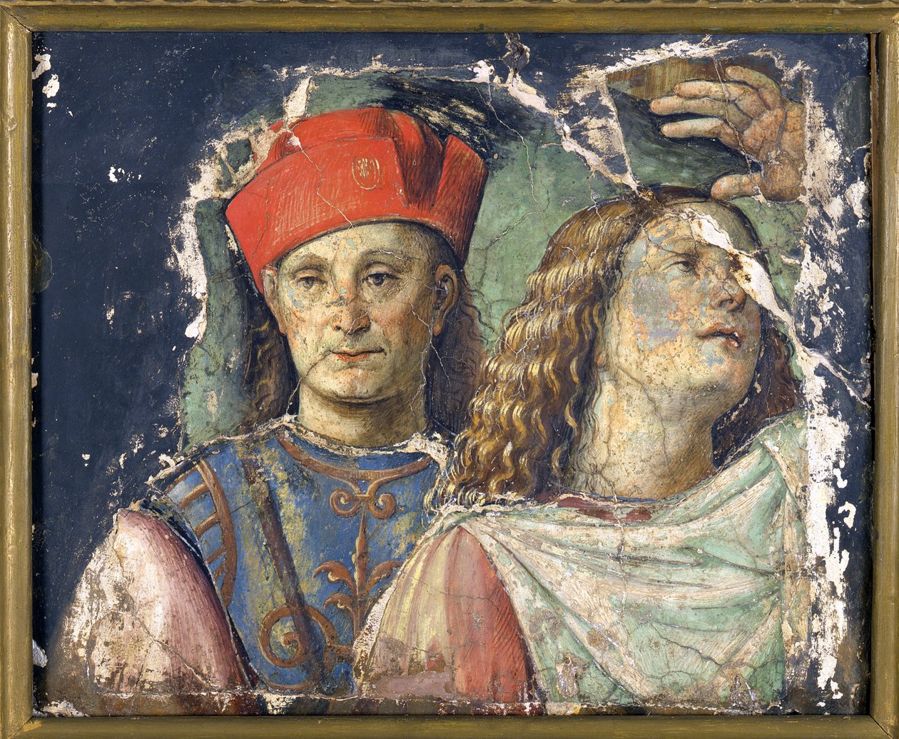 Dos cabezas masculinas par Francia, Francesco (1450-1517). Fresco, c. 1500, Pinacoteca Nazionale, Bolonia de Francesco Francia