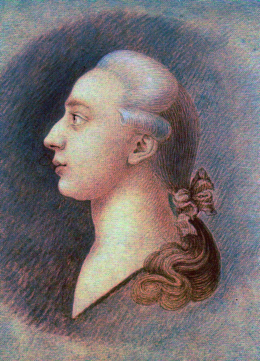 Retrato de Giacomo Casanova (1725-1798) - por Francesco Giuseppe Casanova (1727-1802), c. 1750 - Sanguina, tiza negra y blanca sobre papel - Museo Estatal de Historia, Moscú de Francesco Giuseppe Casanova