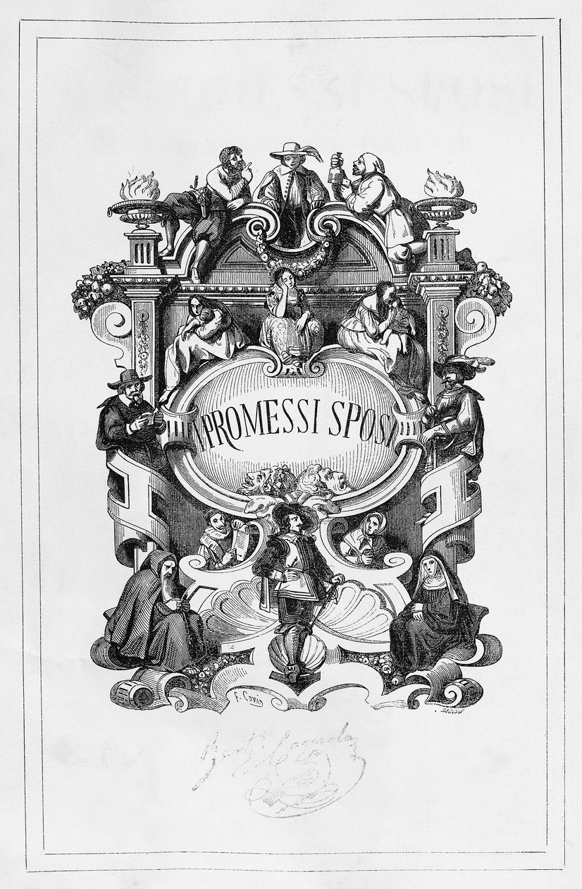 Los Novios, portada de Francesco Gonin (1808-1889) para la edición de 1840-1842 de la novela de Alessandro Manzoni (1785-1873), Italia de Francesco Gonin