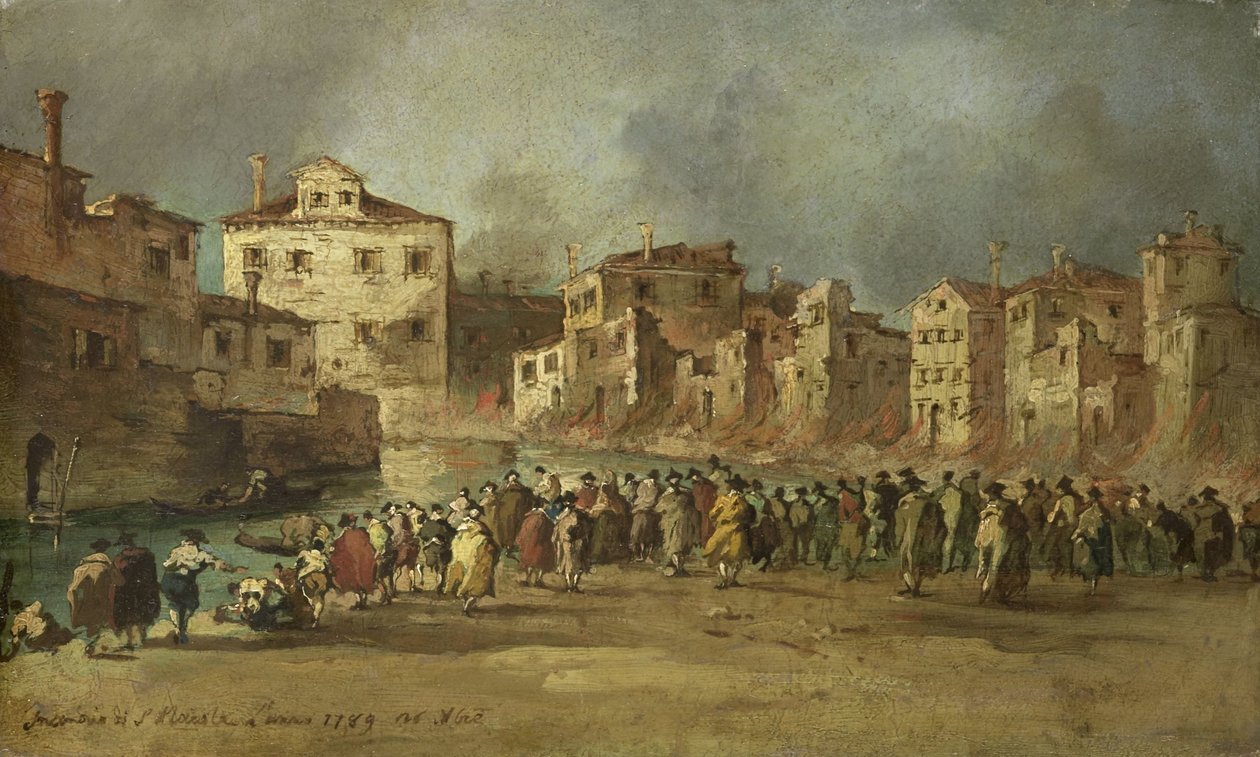 El incendio del barrio de San Marcuola de Venecia, 28 de noviembre de 1789 de Francesco Guardi (copy after)