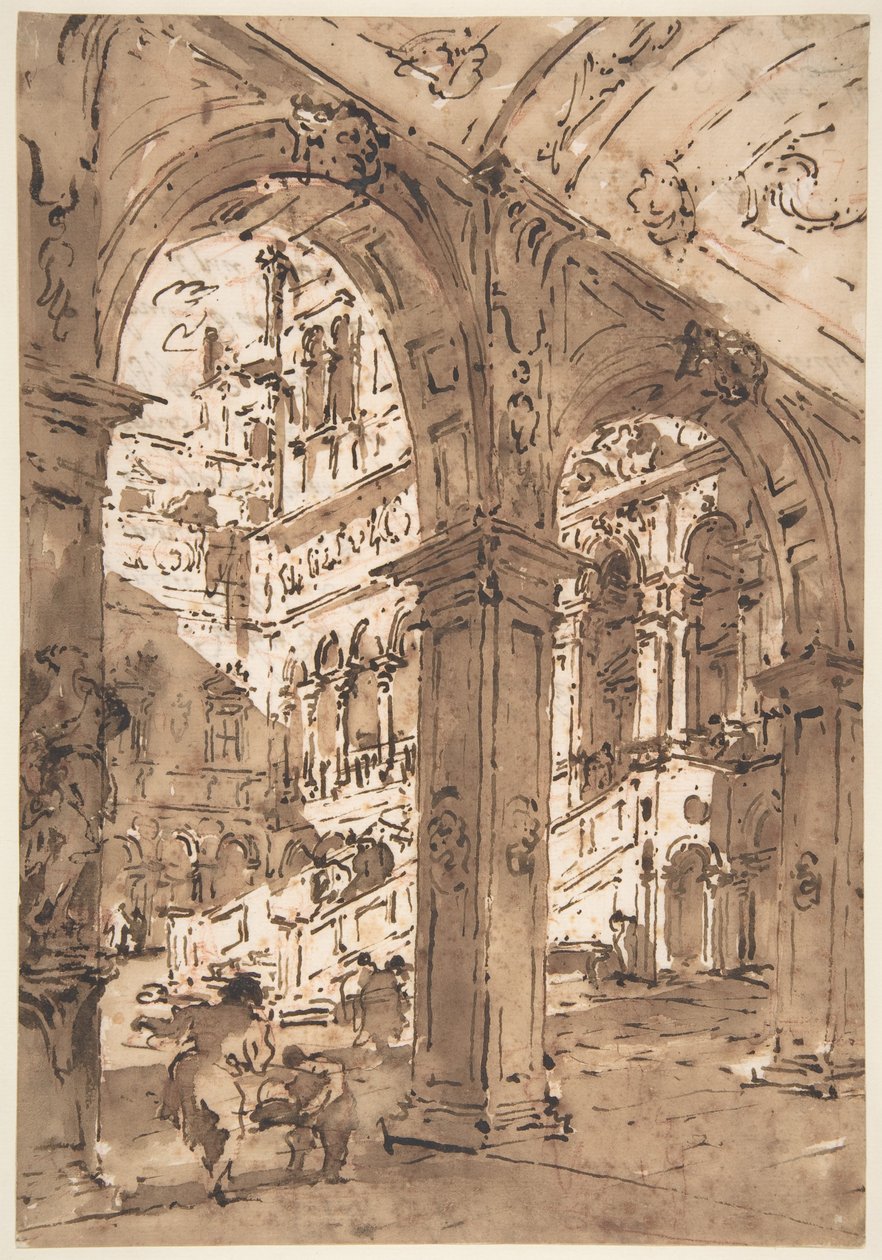 Capricho arquitectónico: Patio de un palacio de Francesco Guardi