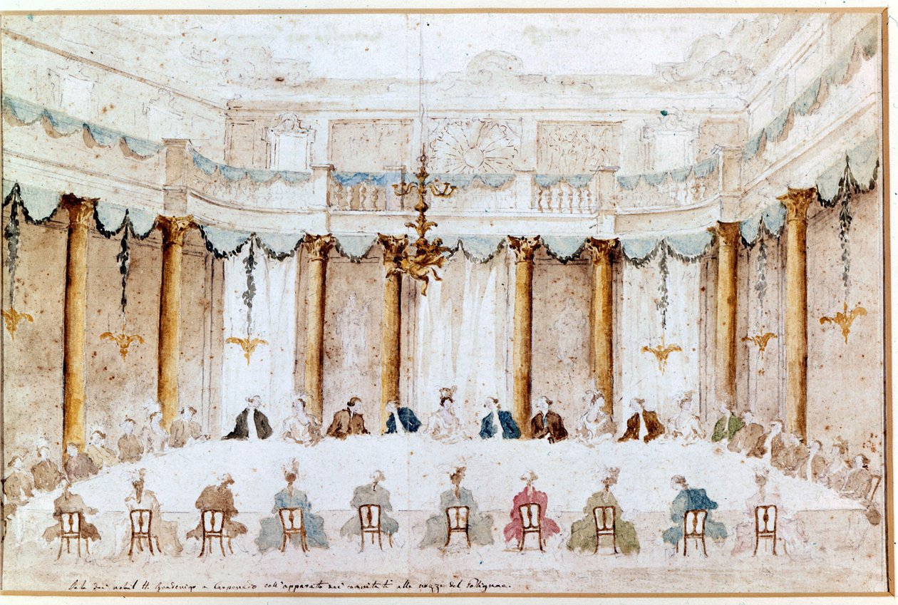 Banquete para la boda de Polignac. Dibujo de Francesco Guardi (1712 - 1793) de Francesco Guardi