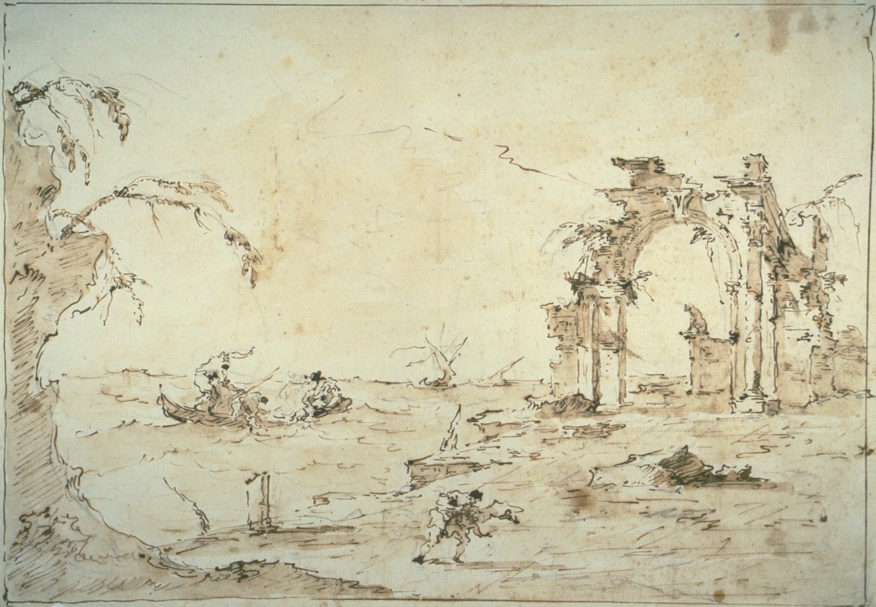 Capricho con una Tormenta en la Laguna de Francesco Guardi