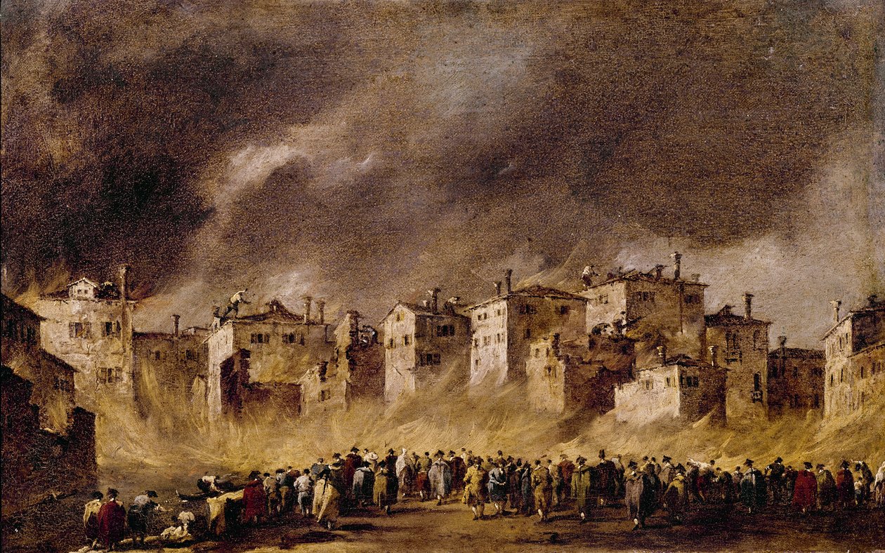 Incendio en el Depósito de Petróleo en San Marcuola, 1790 de Francesco Guardi