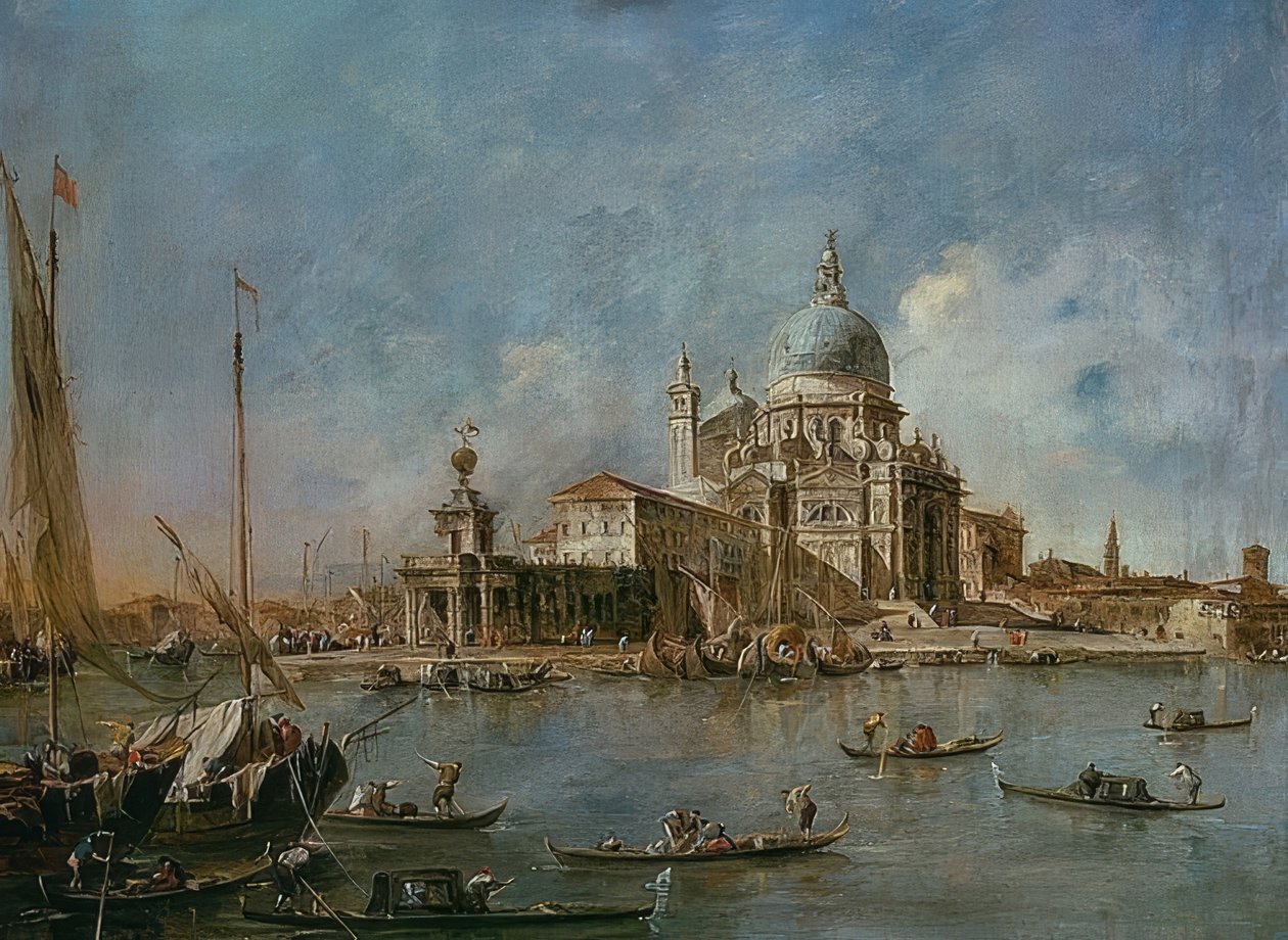 Punta Della Dogana con la Santa Maria della Salute de Francesco Guardi