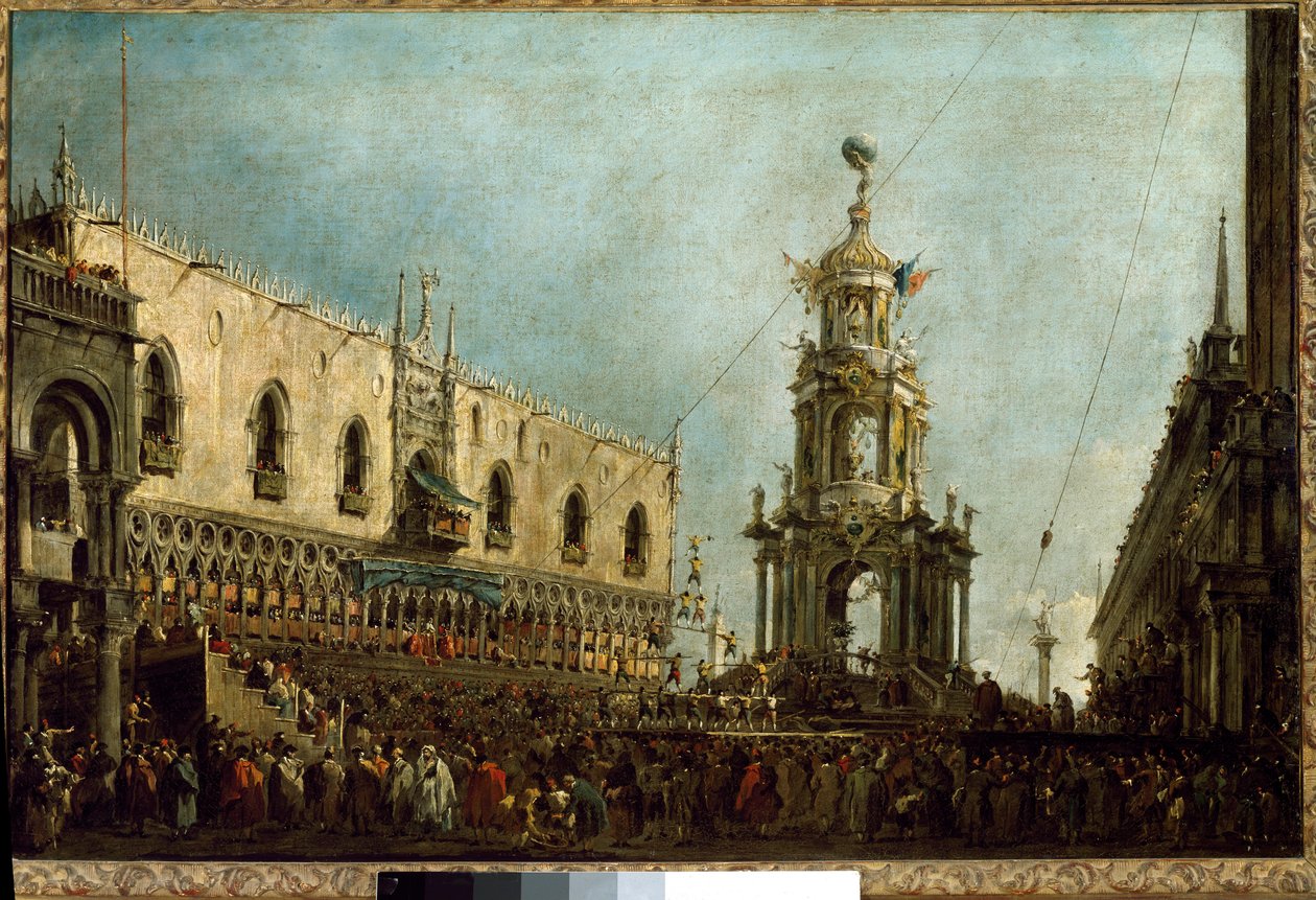 El Dogo de Venecia asiste a las celebraciones del Martes de Carnaval en la Piazzetta de San Marcos de Francesco Guardi