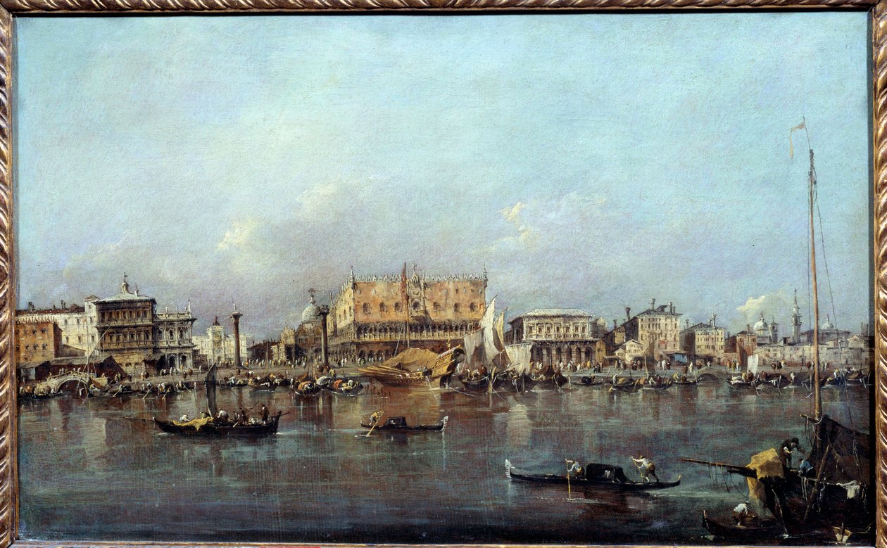 El Palacio Ducal visto desde el mar. Pintura de Francesco Guardi (1712-1793) siglo XVIII Dim. 0,42x0,68 m de Francesco Guardi