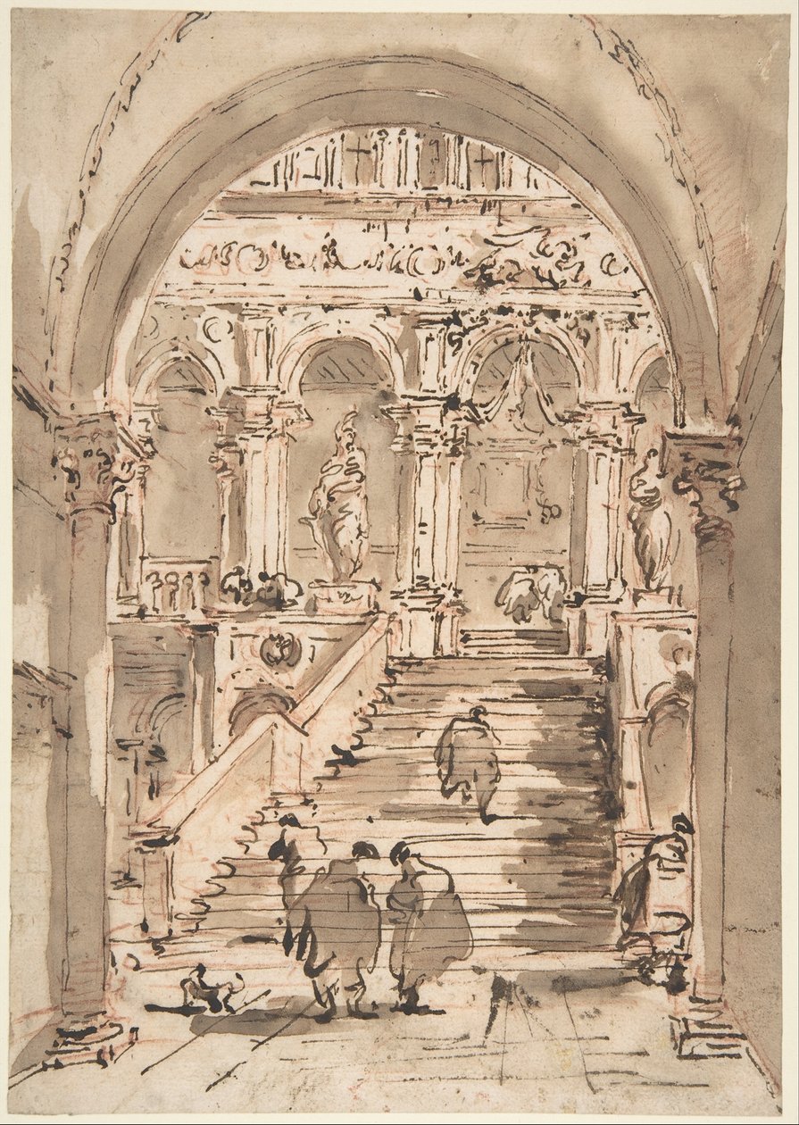 La Escalera de los Gigantes, Palacio Ducal, Venecia de Francesco Guardi