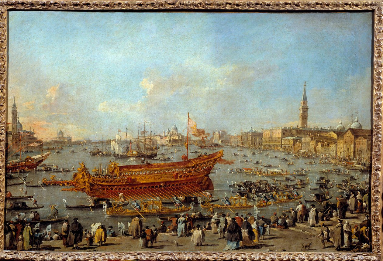 La partida del Bucentauro hacia el Lido de Venecia el día de la Ascensión de Francesco Guardi