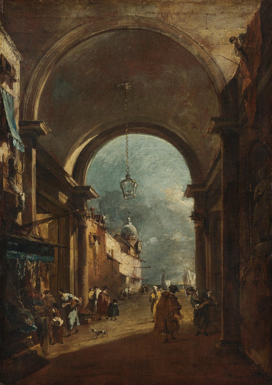 Vista a través de una puerta de Francesco Guardi