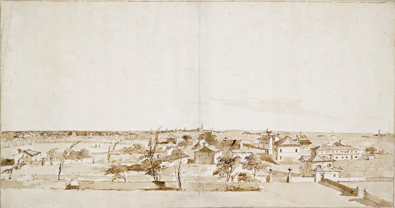 Vista del jardín de la Villa Loredan, mediados del siglo XVIII de Francesco Guardi