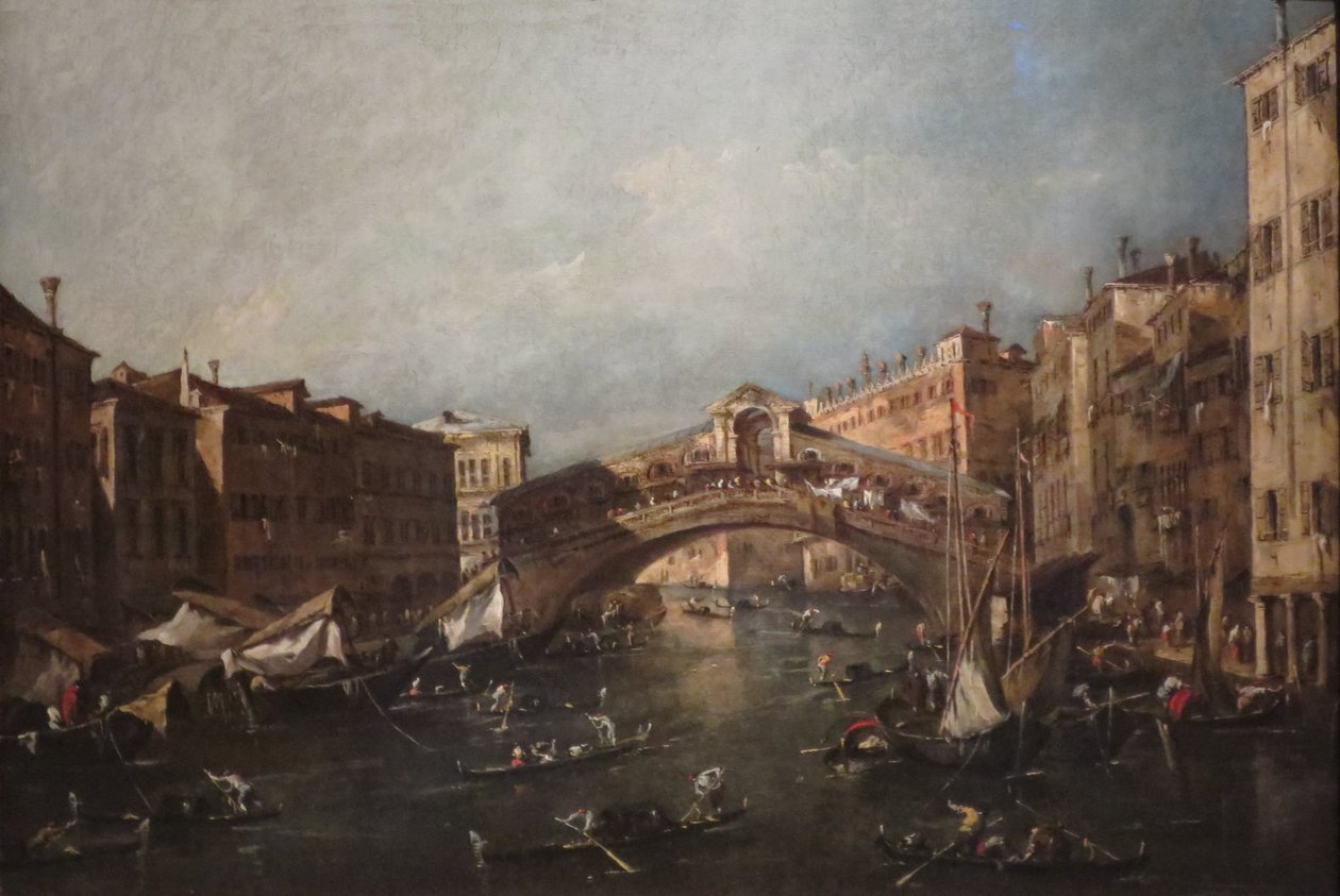 Vista del Rialto, Venecia, desde el Gran Canal de Francesco Guardi