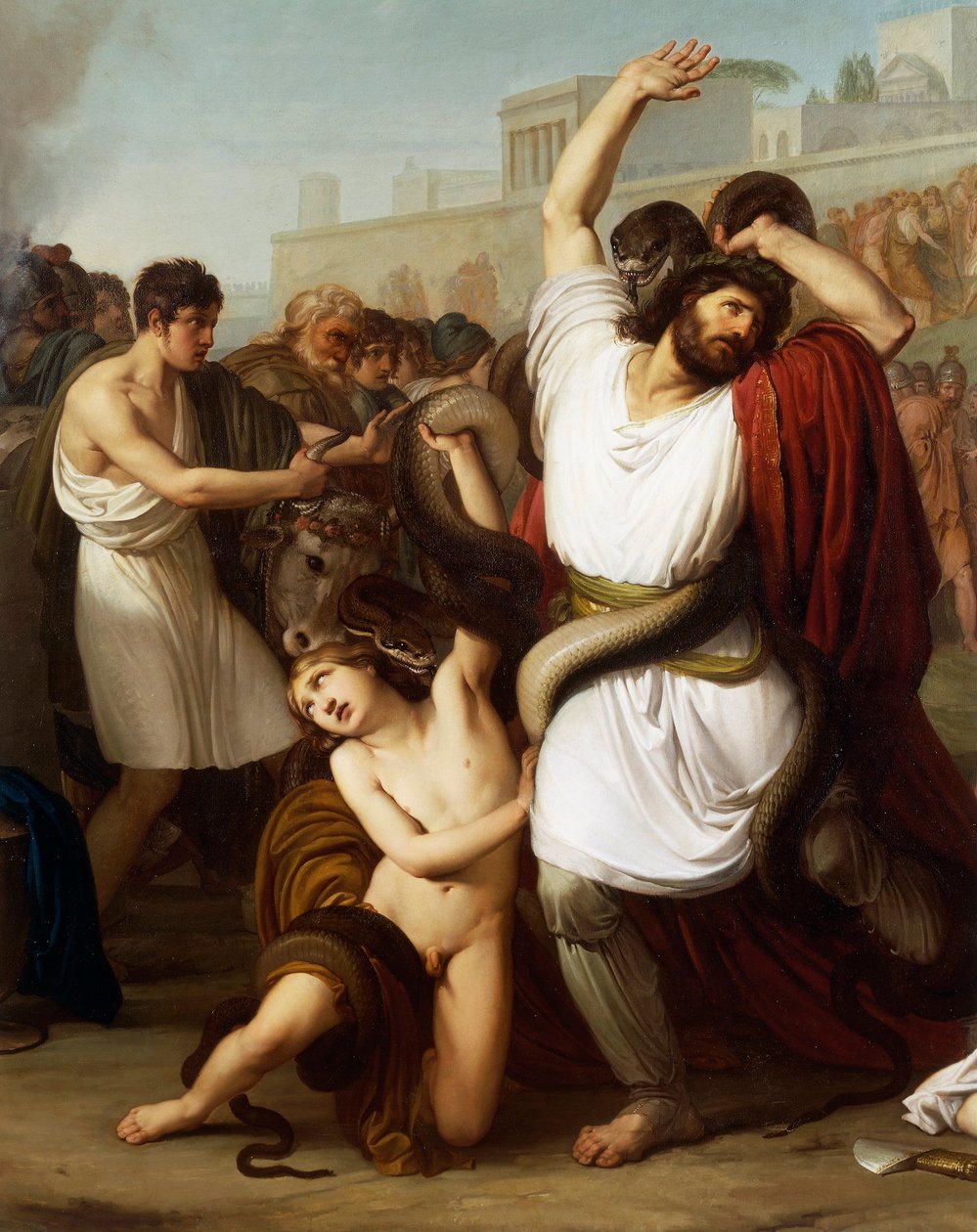 Italia, Milán, Pintura del sacerdote troyano Laocoonte, detalle de Francesco Hayez