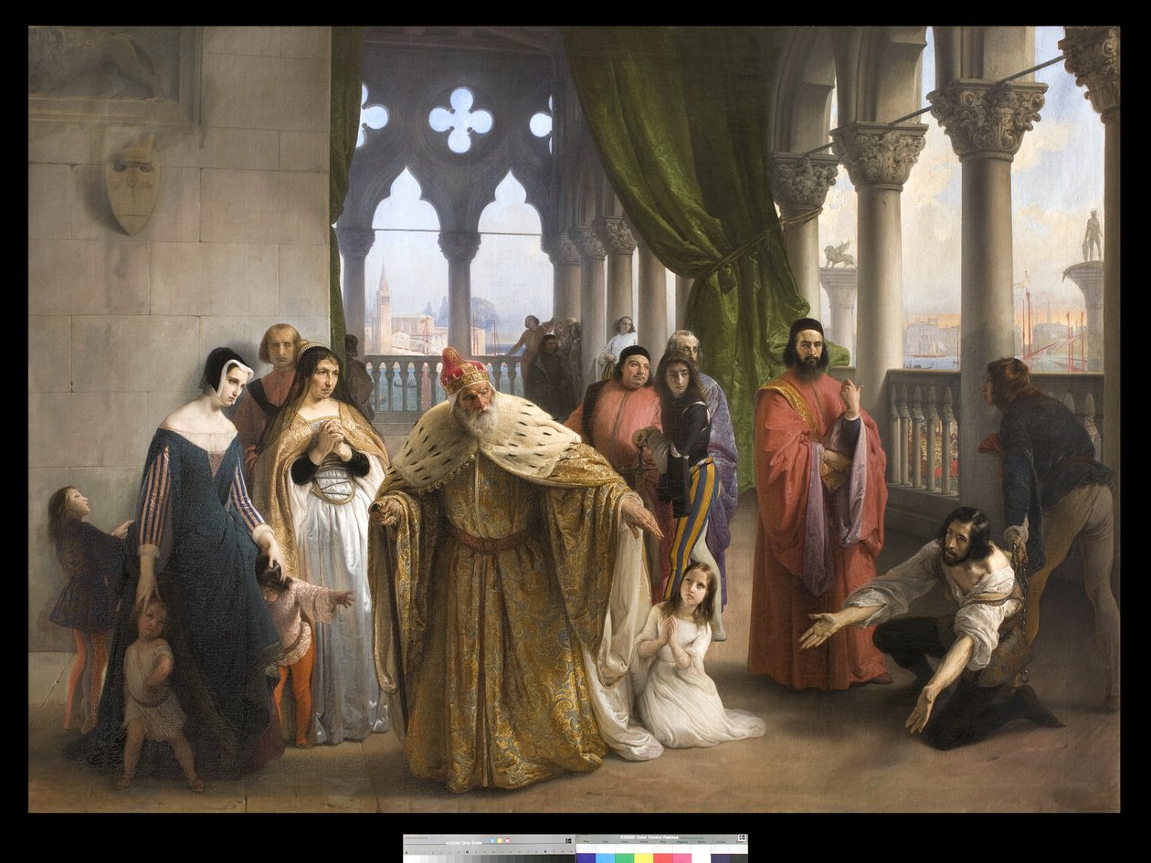 La última reunión entre Jacopo Foscari y su familia antes del exilio de Francesco Hayez