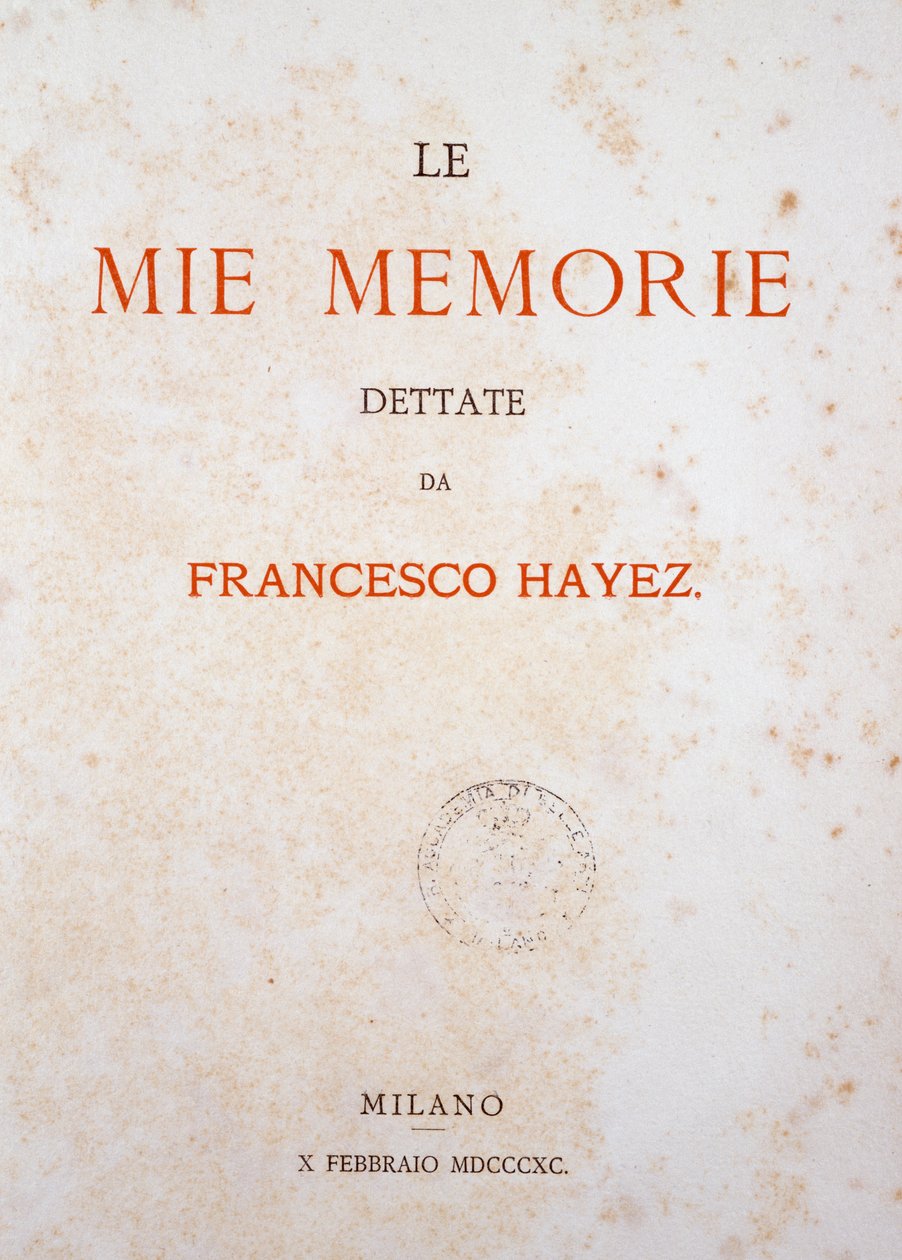 Página de título de Mis Memorias de Francesco Hayez