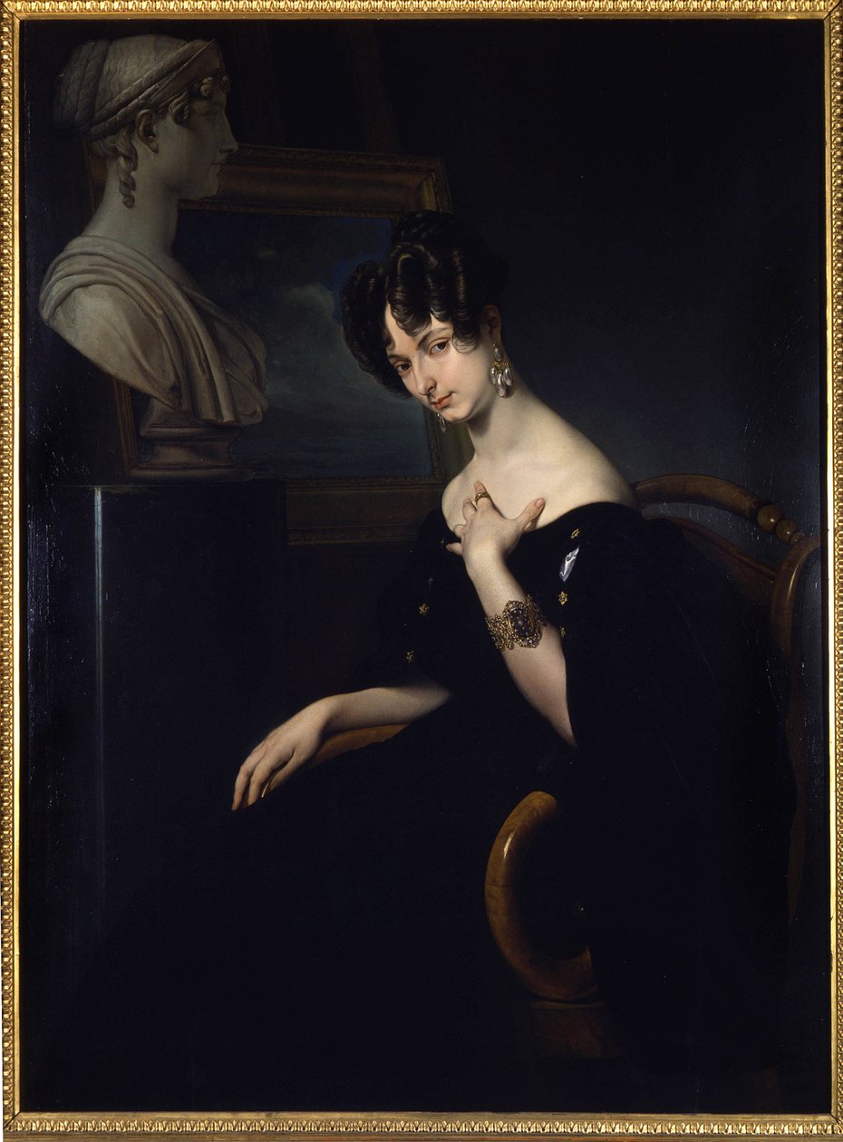 Retrato de la Marquesa Cristina Trivulzio, Princesa de Belgiojoso (Bélgica) (1808-1871), patriota italiana y mujer de letras, pintura de Francesco Hayez. en Florencia, Italia. de Francesco Hayez