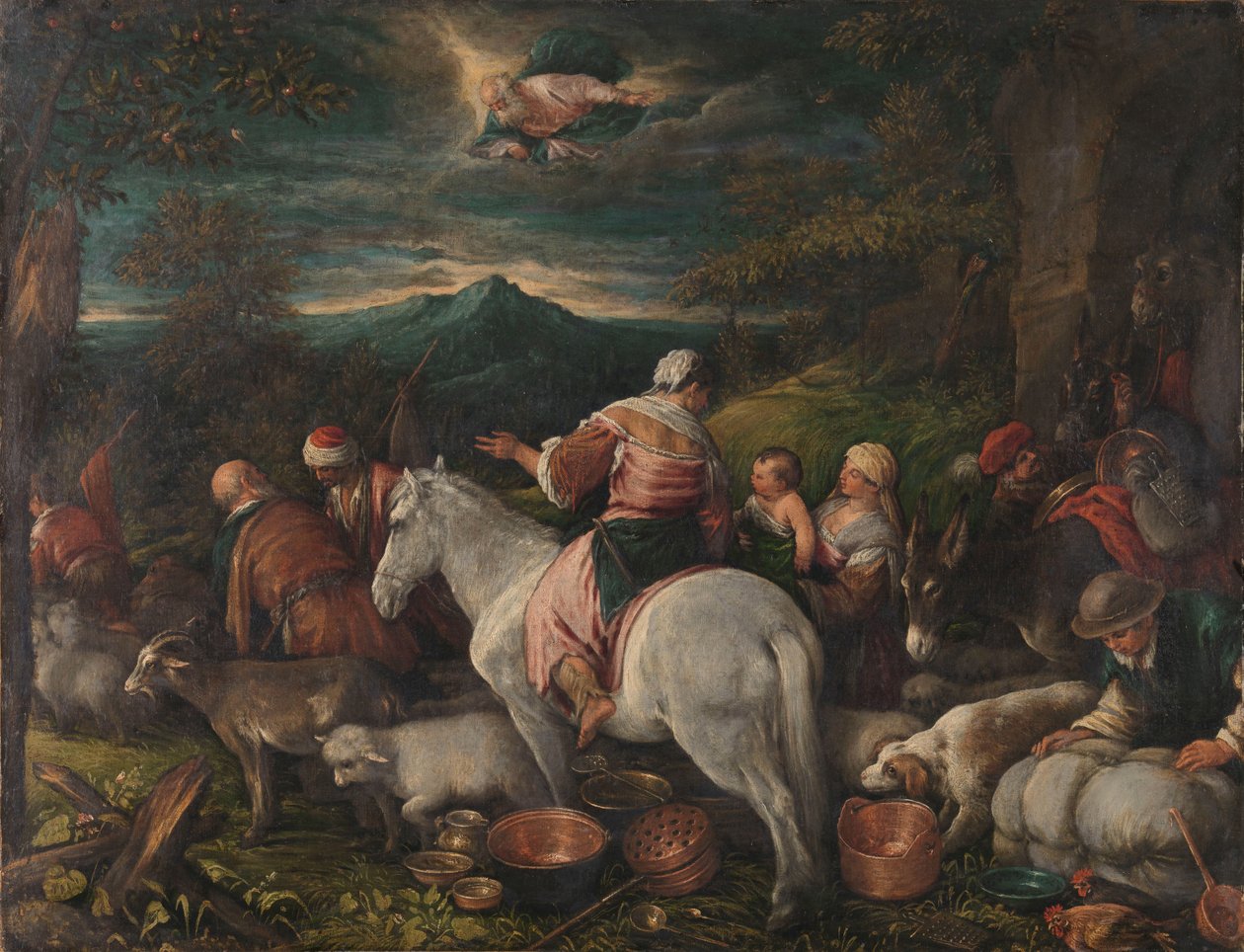 Abraham sale de Harán de Francesco II Bassano (attributed to)