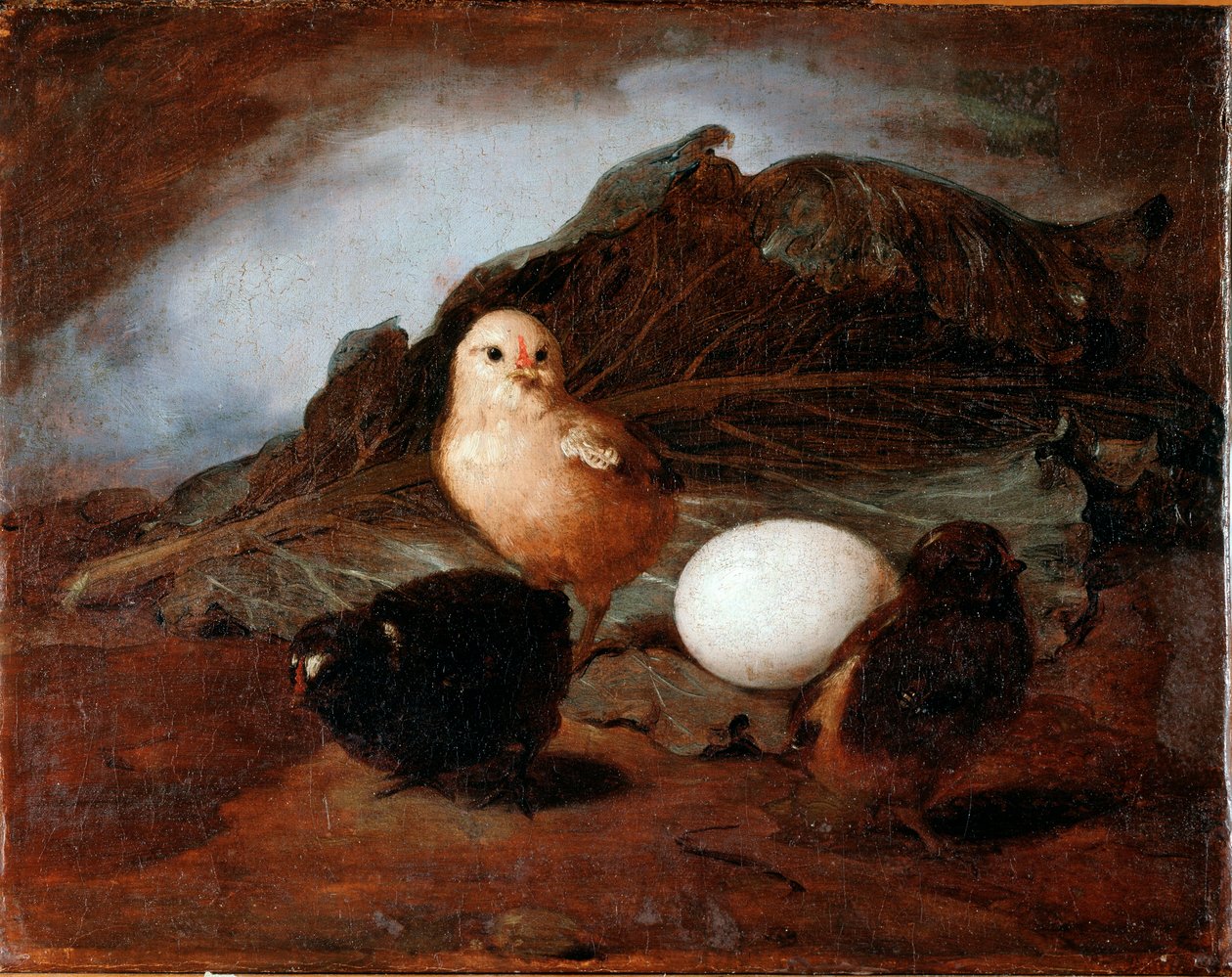 Pollitos. Pintura de Francesco Inganni (1793-1873) 1862. Genes, Galleria d