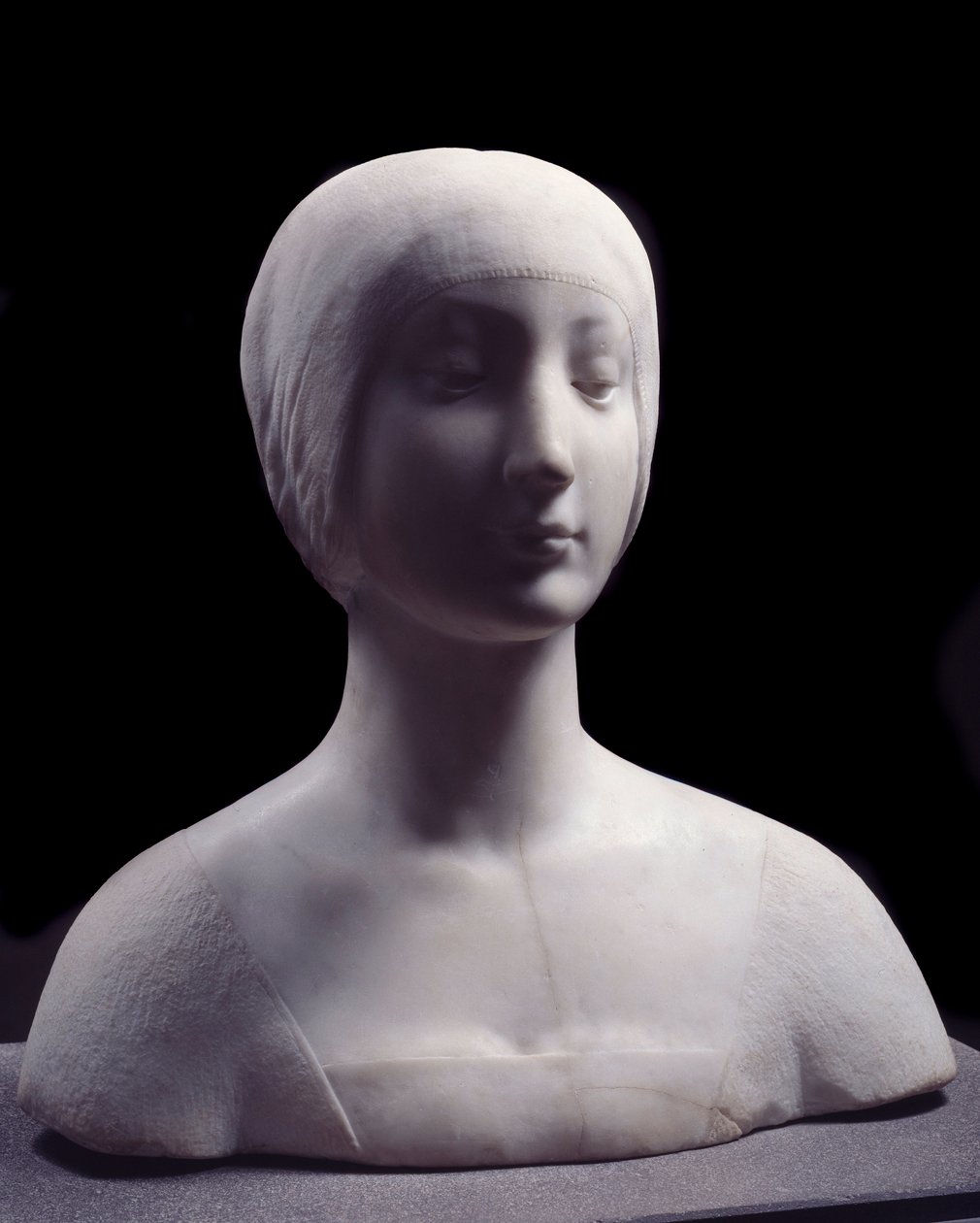 Busto de una joven llamada Beatrice de Aragón. Escultura de mármol atribuida a Francesco da Laurana de Francesco Laurana