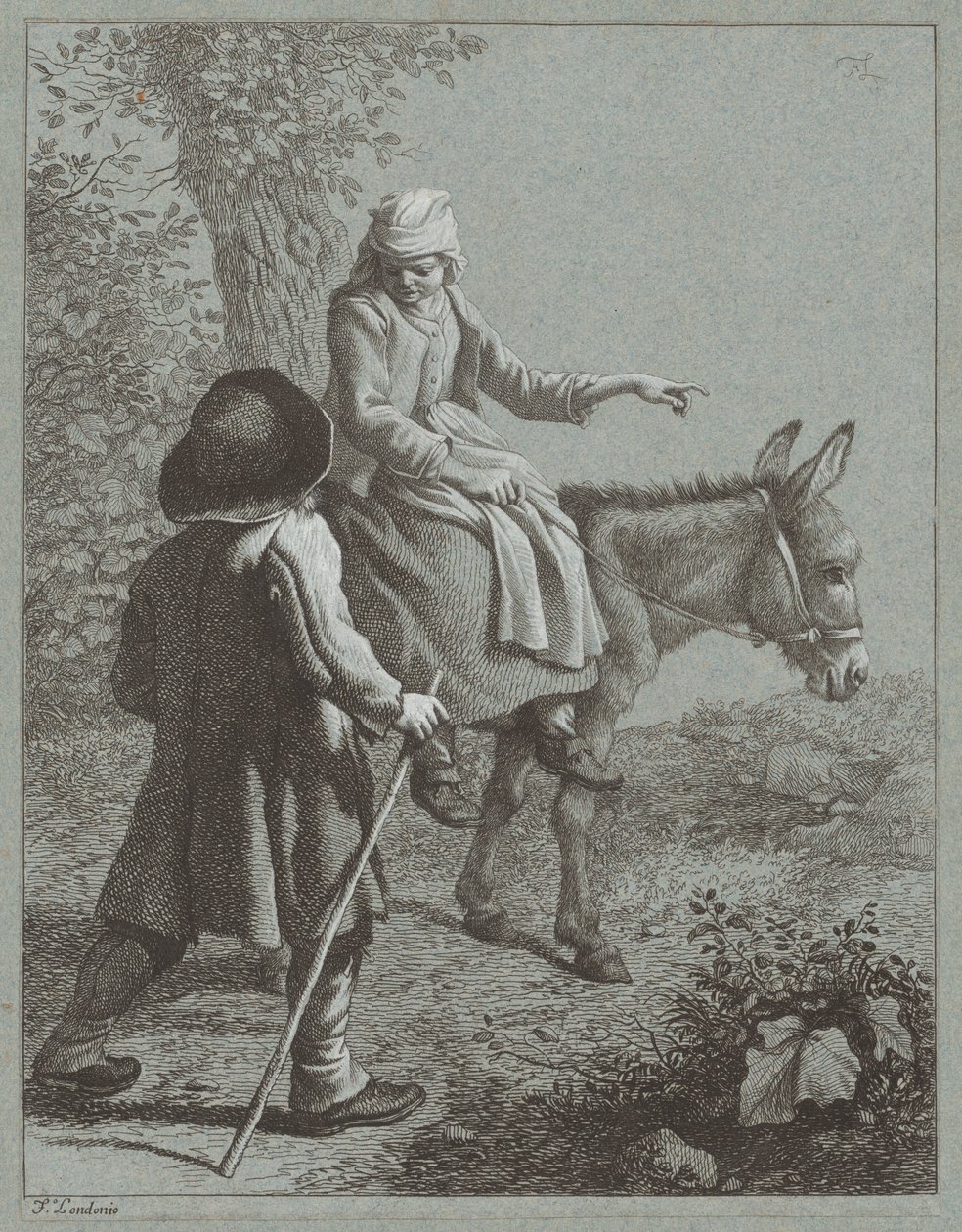 Niño y niña con un burro, 1764 de Francesco Londonio
