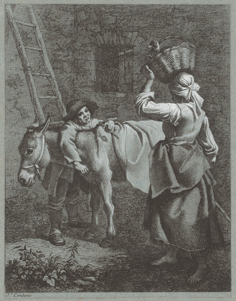 Pastor Hablando con una Chica de Granja, 1764 de Francesco Londonio