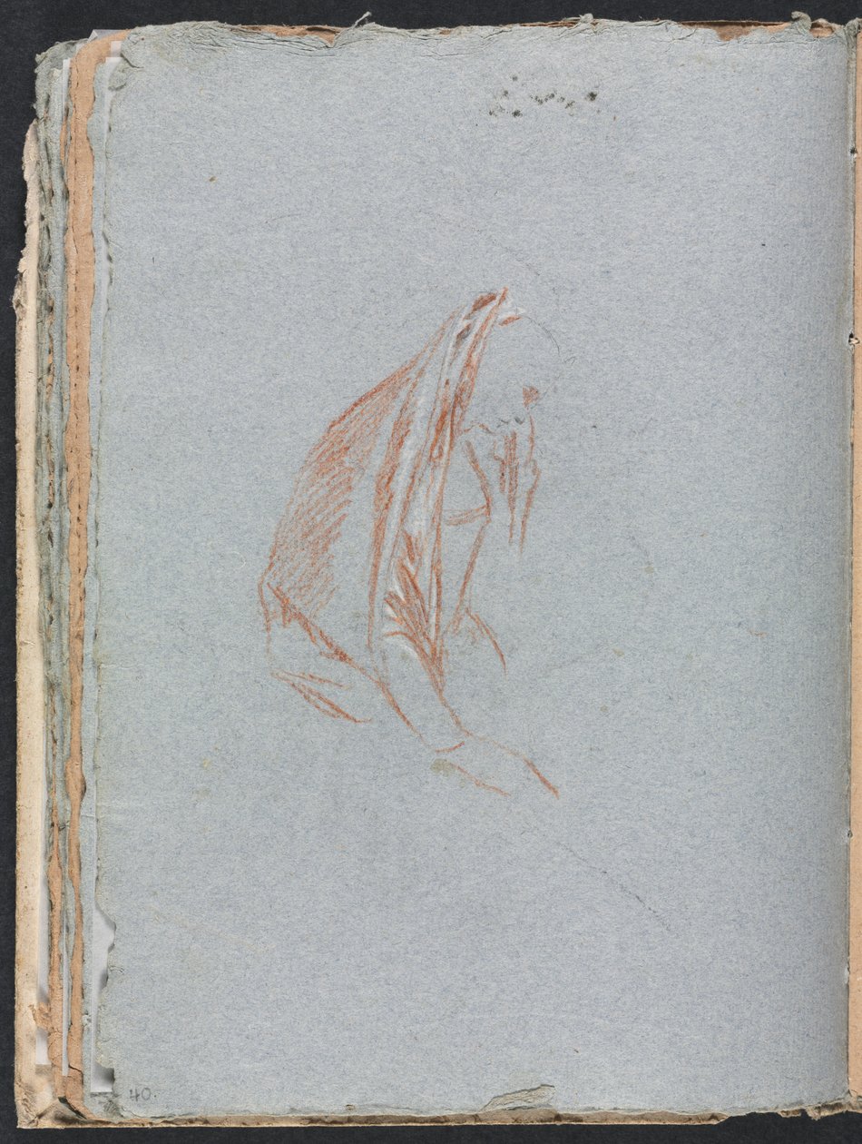Cuaderno de bocetos de Verona: Figura femenina con capa página 40, 1760 de Francesco Lorenzi