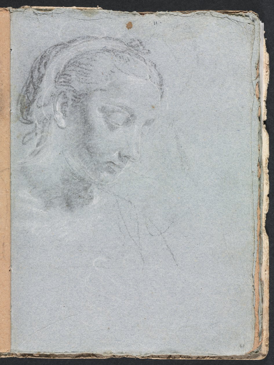 Cuaderno de bocetos de Verona: Cabeza y hombros de una mujer página 61, 1760 de Francesco Lorenzi