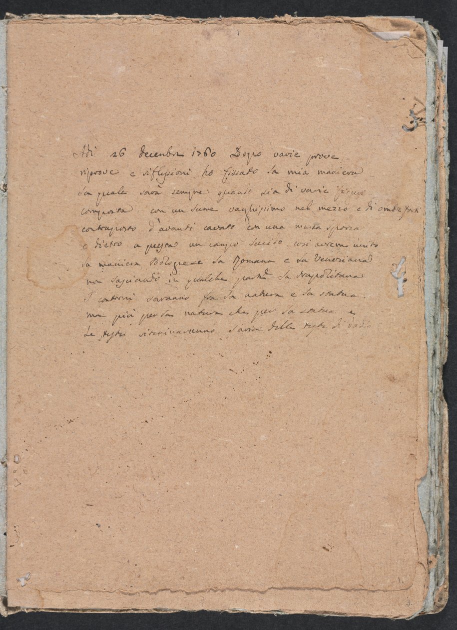Cuaderno de bocetos de Verona: Página de inscripción 1, 1760 de Francesco Lorenzi