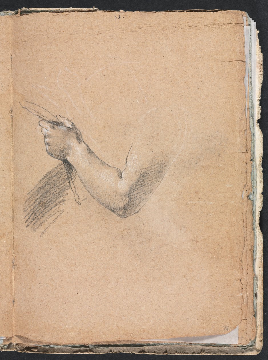 Cuaderno de bocetos de Verona: Brazo izquierdo y mano página 75, 1760 de Francesco Lorenzi