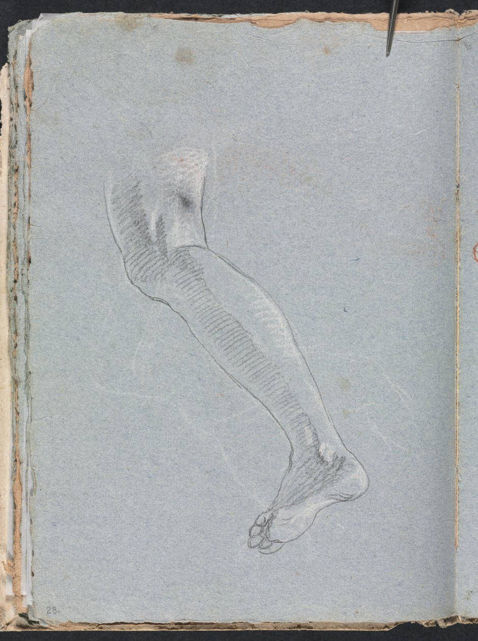 Cuaderno de bocetos de Verona: Pierna izquierda página 28, 1760 de Francesco Lorenzi