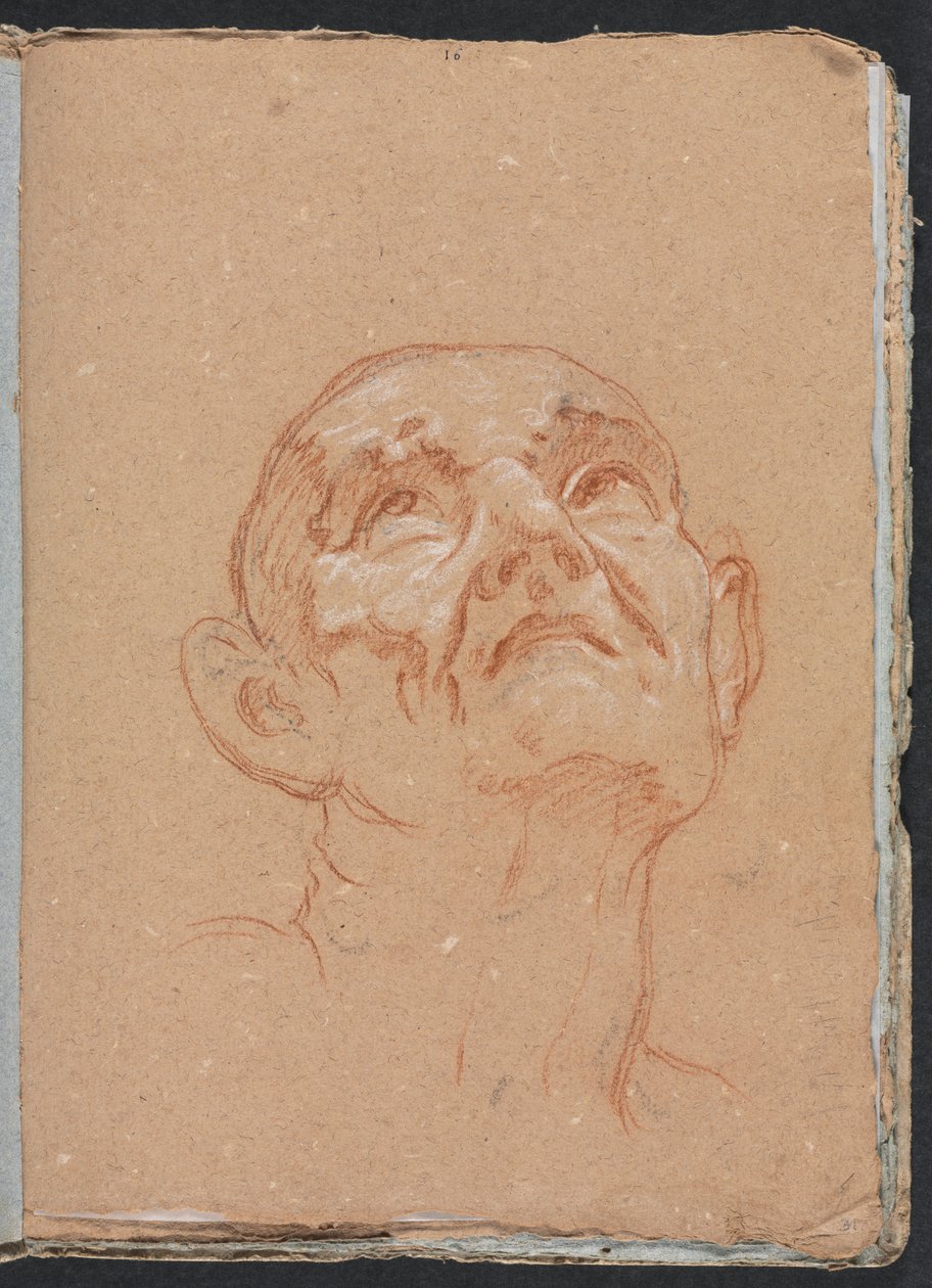 Cuaderno de bocetos de Verona: Cabeza masculina página 31, 1760 de Francesco Lorenzi