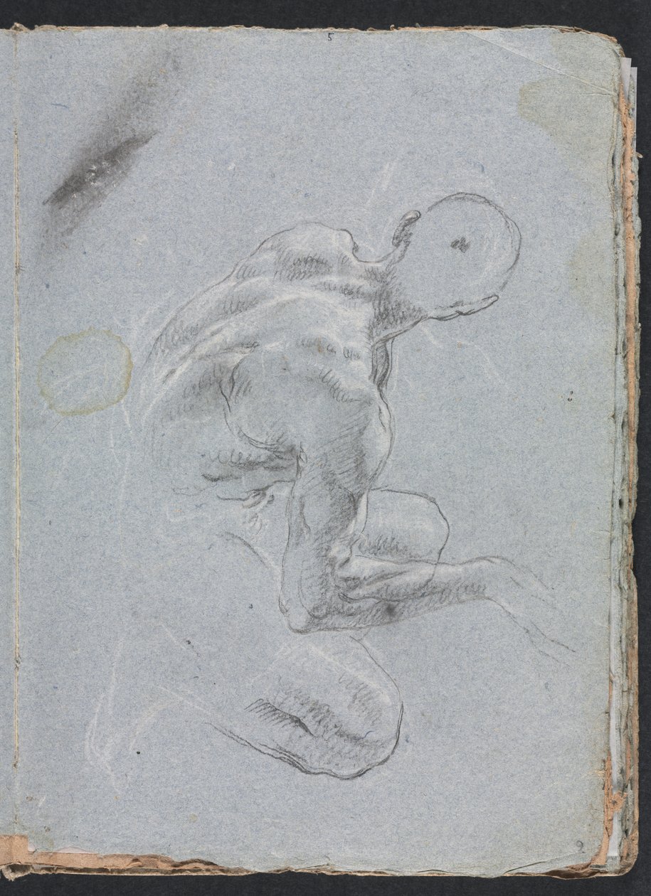 Cuaderno de bocetos de Verona: Desnudo masculino de espaldas (página 9) de Francesco Lorenzi