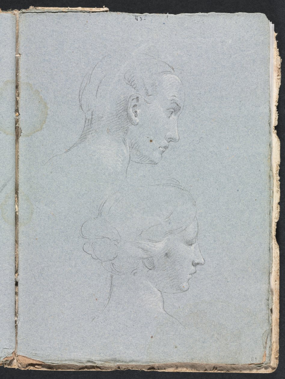 Cuaderno de bocetos de Verona: Dos cabezas página 85, 1760 de Francesco Lorenzi