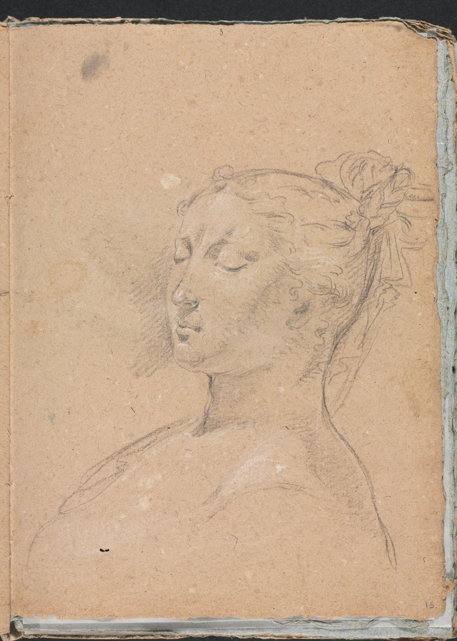 Cuaderno de bocetos de Verona: Mujer con ojos cerrados, página 15, 1760 de Francesco Lorenzi