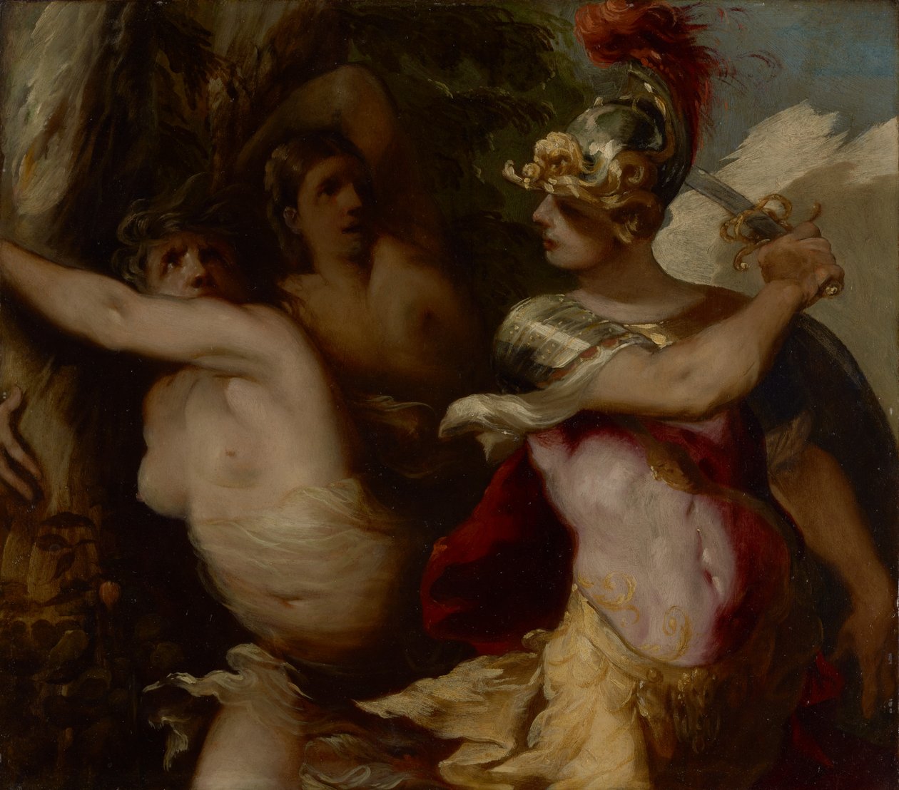 La conquista del bosque encantado de Rinaldo, c.1650-1655 (Óleo sobre cobre) de Francesco Maffei