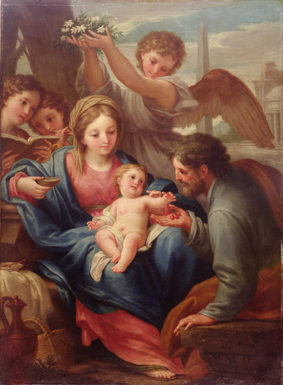 Virgen con el Niño y San José, o El descanso en la huida a Egipto (óleo sobre lienzo) de Francesco Mancini
