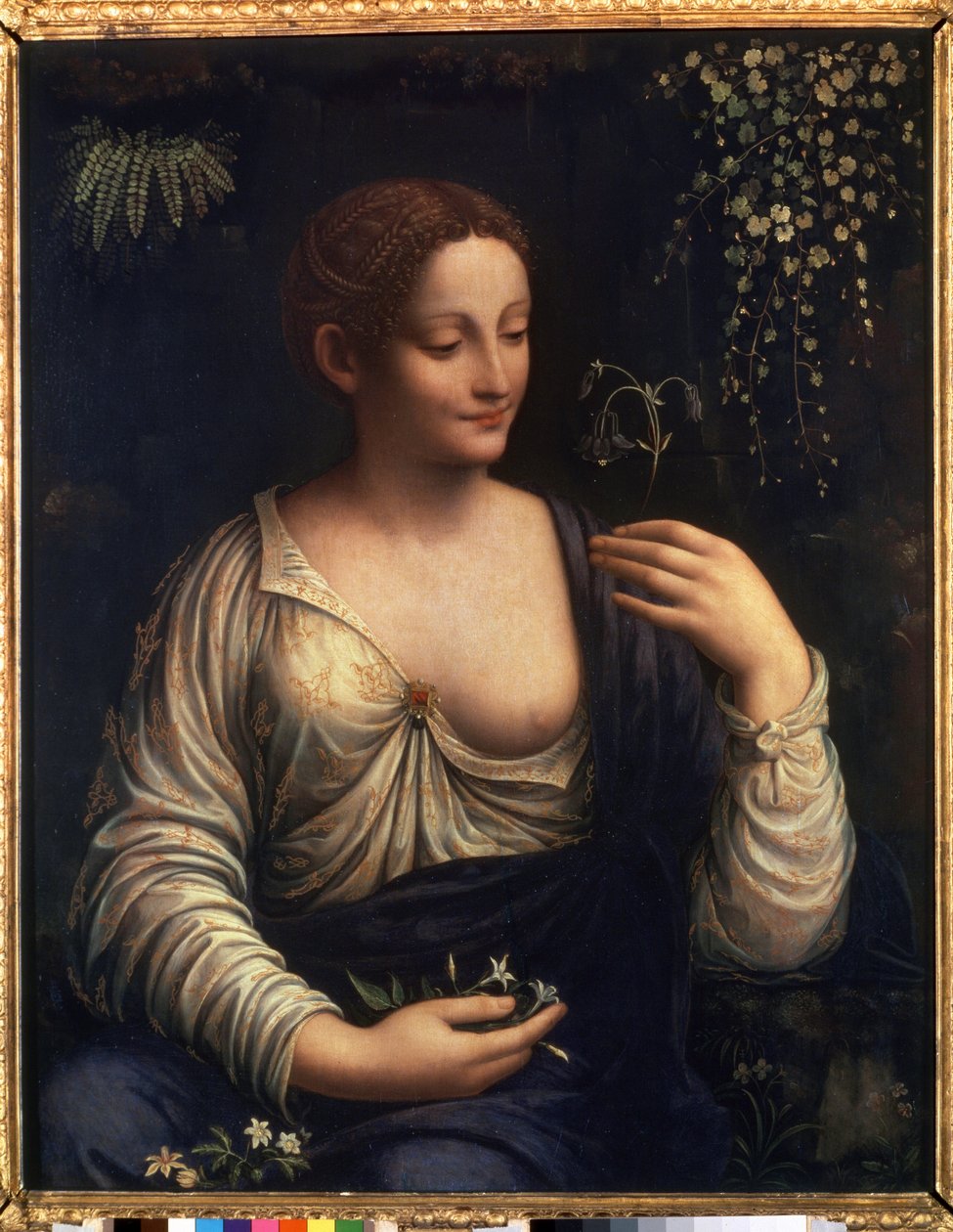 "" Flore "" (Flora) Pintura de Francesco Melzi (1493-vers 1570) 1510-1515 Dim. 76x63 cm Museo del Hermitage de San Petersburgo de Francesco Melzi or Melzo