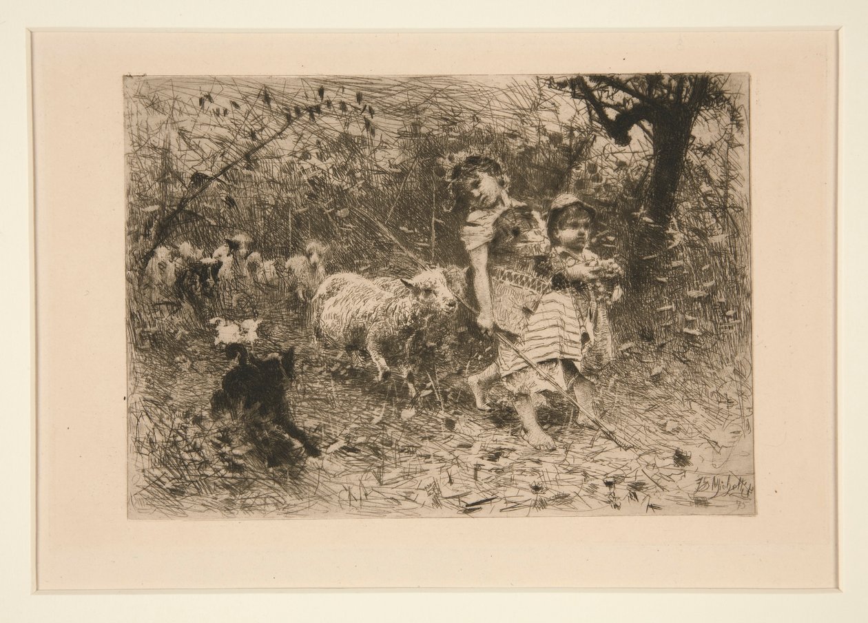 Niñas con ovejas de Francesco Paolo Michetti