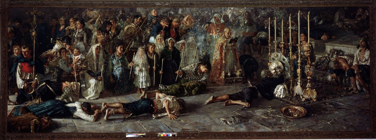 Il voto(Fiesta en homenaje a San Pantaleón el 27 de julio en Miglianico en Abruzzo, Italia) - óleo sobre lienzo de Francesco Paolo Michetti