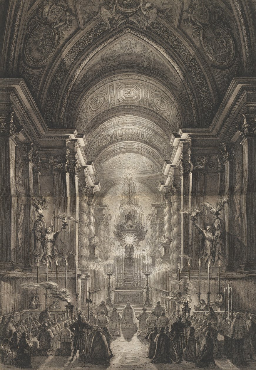 Ceremonia celebrada en la Capilla Paulina, Vaticano, 1787 de Francesco Piranesi