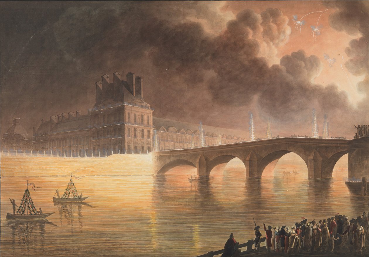 Fiesta por la Paz General dada en París el 18 Brumario. Pont Royal de Francesco Piranesi
