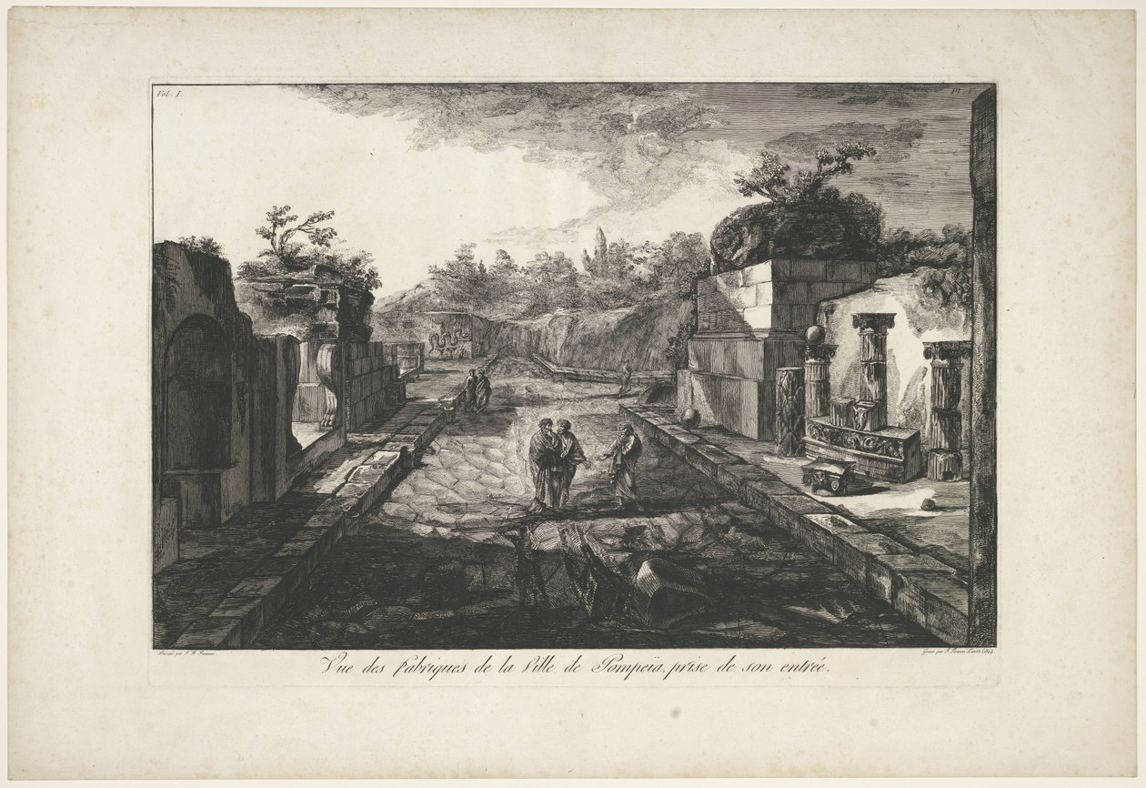 Gezicht op ruinas de Pompeya Vista de las fábricas de la Ciudad de Pompeya, tomada desde su entrada (título sobre objeto) de Francesco Piranesi