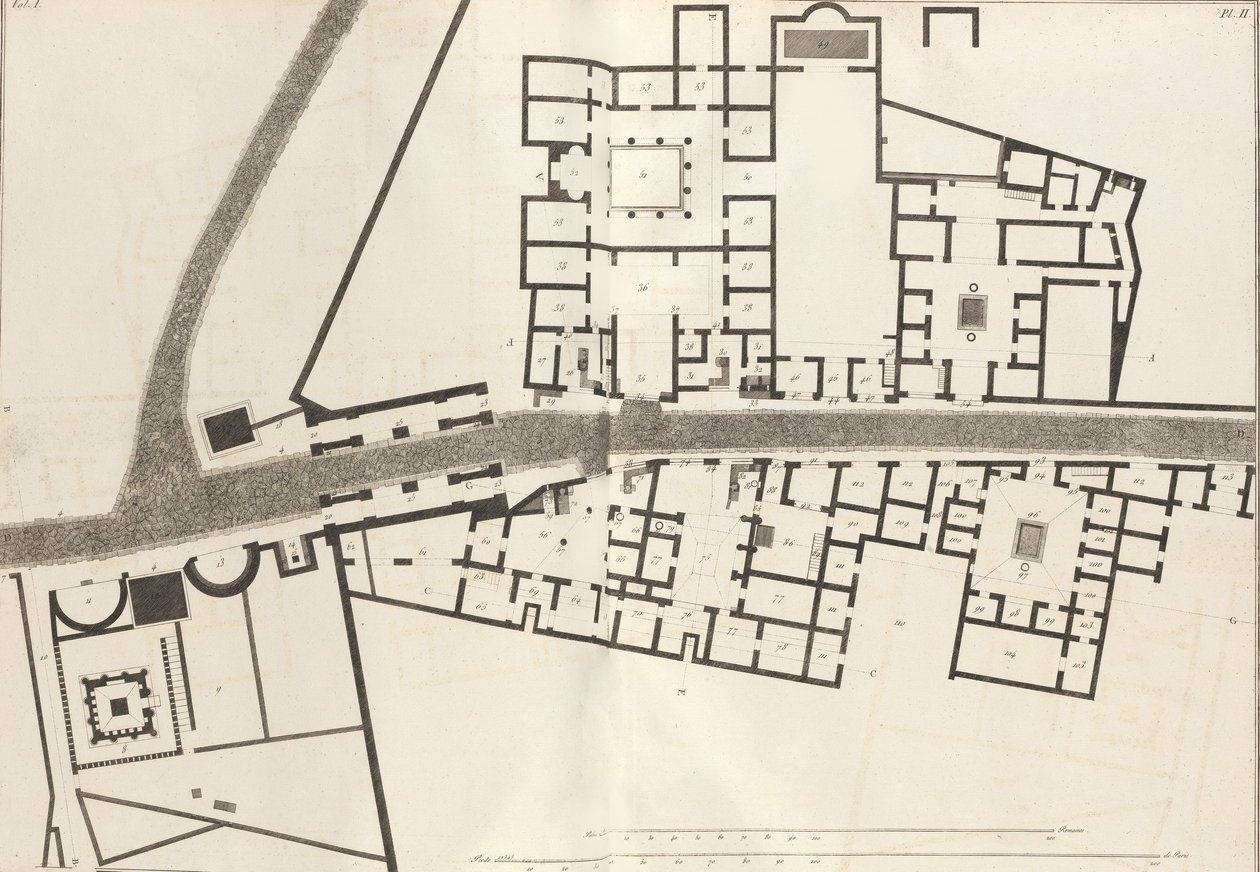 Gran plano de la entrada de la ciudad de Pompeya y sus edificios circundantes, de Ant..., 1804 de Francesco Piranesi