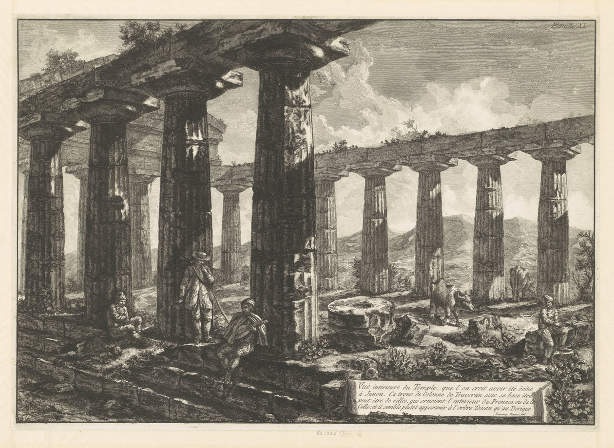 Templo de Juno en Paestum Vue intérieure du Temple, que l