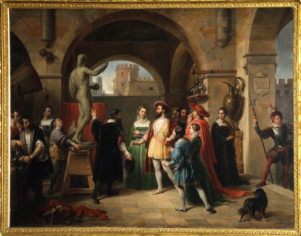 Francisco I en el estudio de Benvenuto Cellini de Francesco Podesti