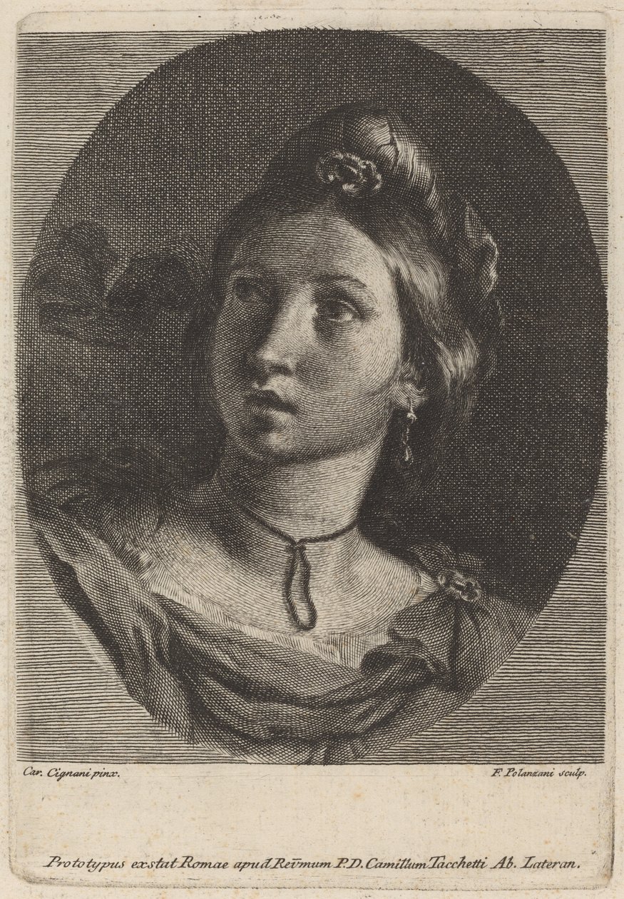 Cabeza de una joven de Francesco Polanzani after Carlo Cignani