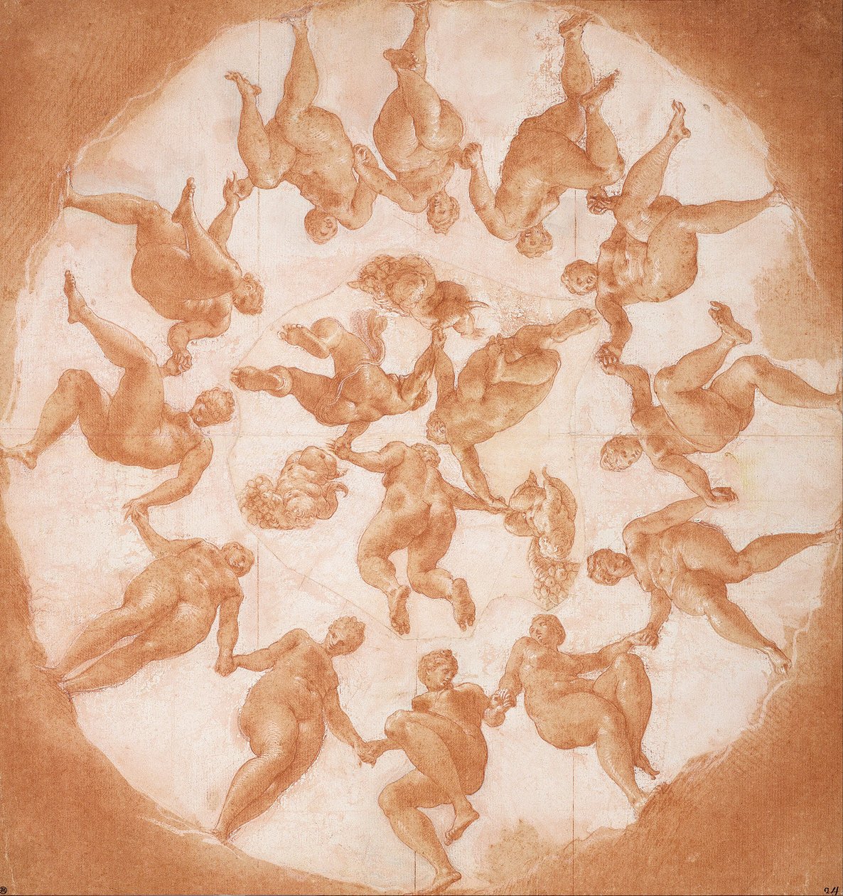 Danza de las Horas y tres putti con cornucopias de Francesco Primaticcio