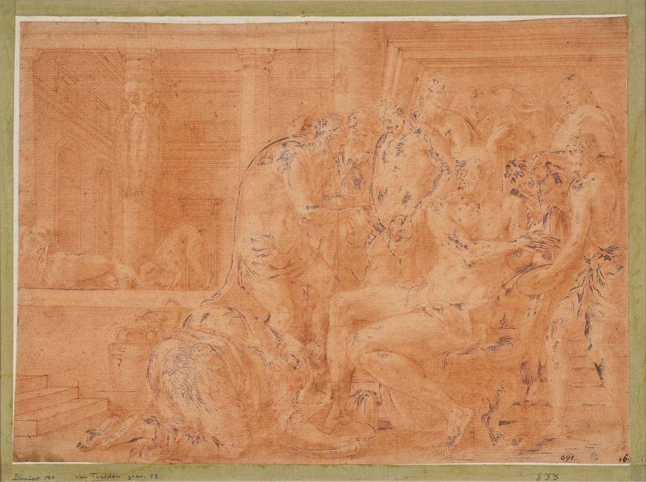 Odysseus wäscht seine Hände de Francesco Primaticcio